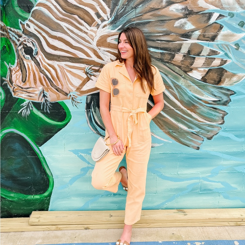 Skies Are Blue Orange Utility Jumpsuit